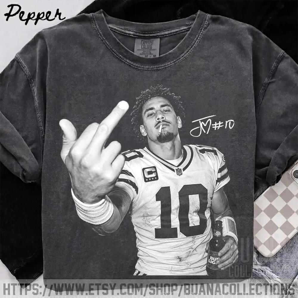 Jordan Love 10 Middle Finger Beer Green Bay Black White Fan